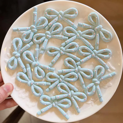 BBB 327 (b) Blue  Bow Cabochon Shiny ( 1 pc ) UV Plated Acrylic ( 40*30 mm )