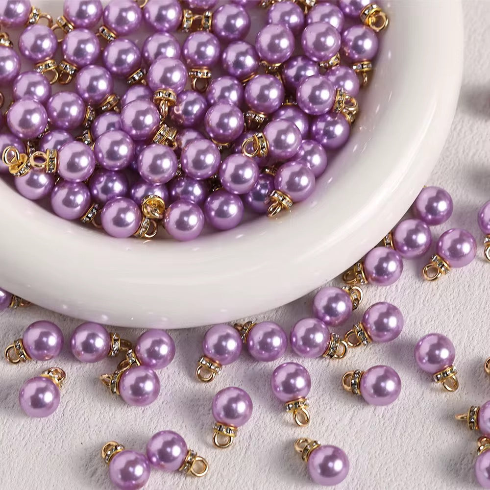 BBB 232 (L) Purple Pearl Shiny Bead Drop charm ( 1 pc ) UV Plated Acrylic ( 15:10 mm )