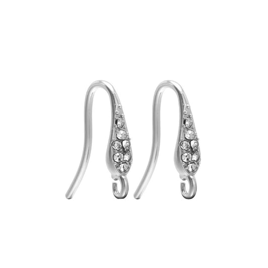 SS 3011 Zircon Hook Silver plated stainless steel ( 2 piece ) Anti tarnish