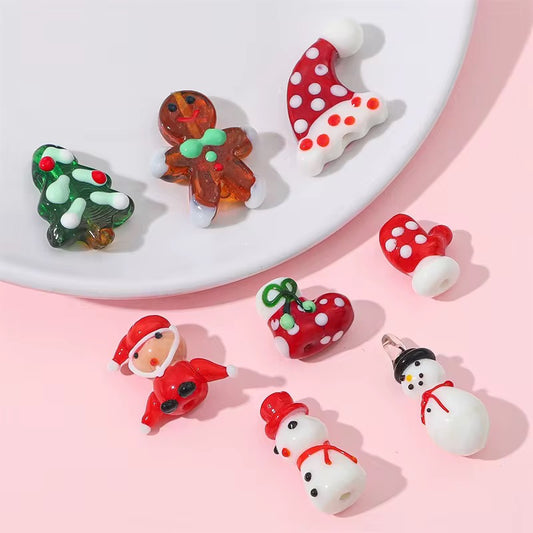BBB 254 (b) Ginger bread man Christmas Hand painted glass bead ( 1 pc ) Big Lampwork Bead ( 24:28 mm )