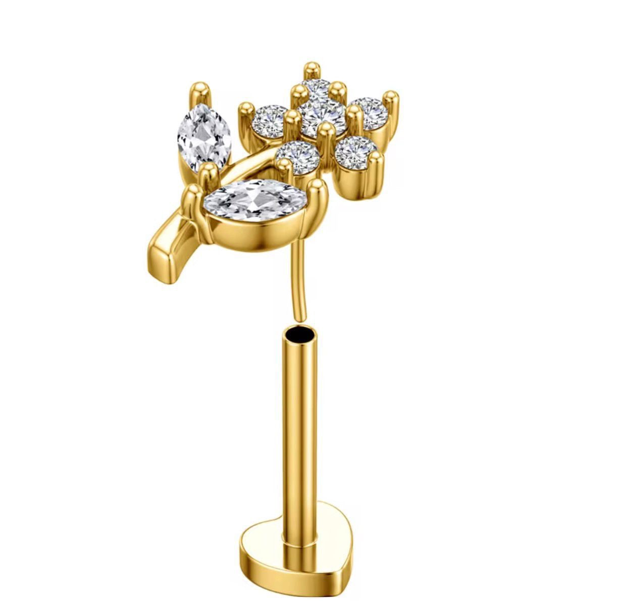 MSJ01A  Zircon kids / 2nd Piercing Stud ( 1 pc ) - 18k Gold PVD plated stainless steel - Anti tarnish