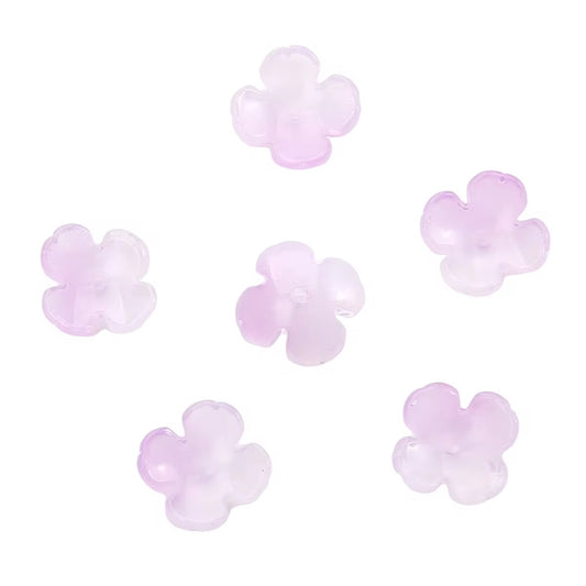BBB 344 (d) Purple four petal flower glass bead ( 1 pc ) Lampwork Bead