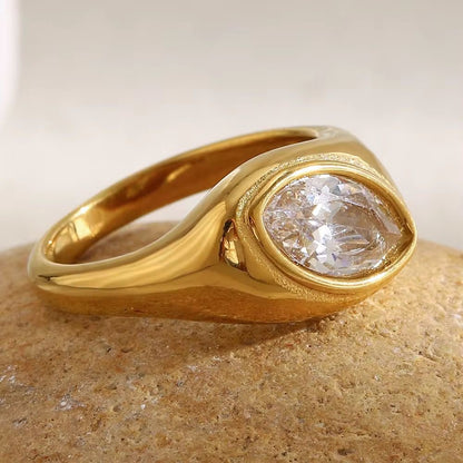 SJ 961  Marquise Zircon Ring -Premium jewellery- 18k Gold PVD plated stainless steel - Anti tarnish
