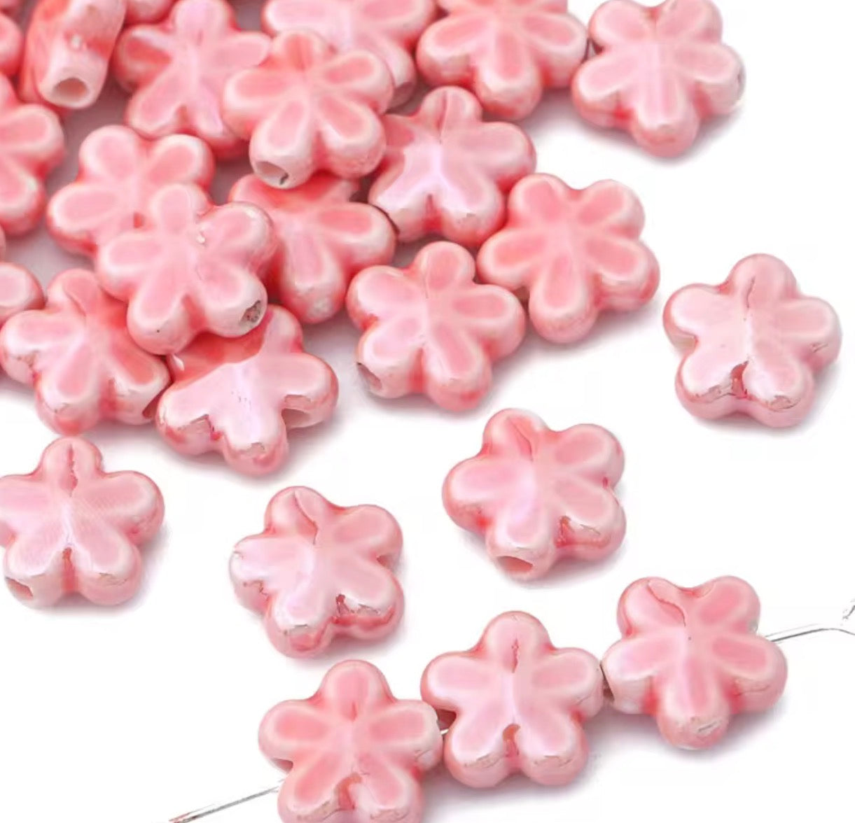 BBB 374 Floral Ceramic Bead ( 1 pc ) Porcelain Ceramic ( 12 mm )