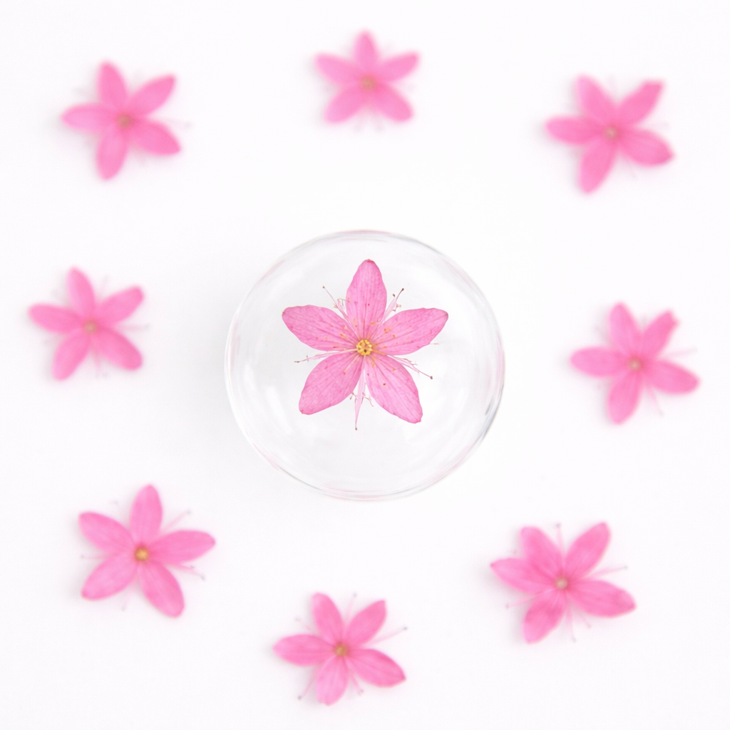 DF 61 Bright Pink White Sandalwood Small Pressed Dried Flower ( 1 pc ) Plain dried flower for Resin Art (Copy)