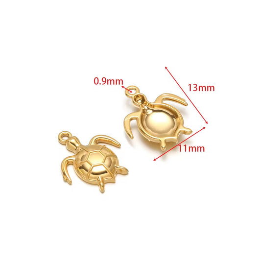 SS 2988 Tortoise Charm Tiny Sea Creature 18K Gold PVD plated stainless steel ( 1 piece ) Anti tarnish ( 11:13 mm )