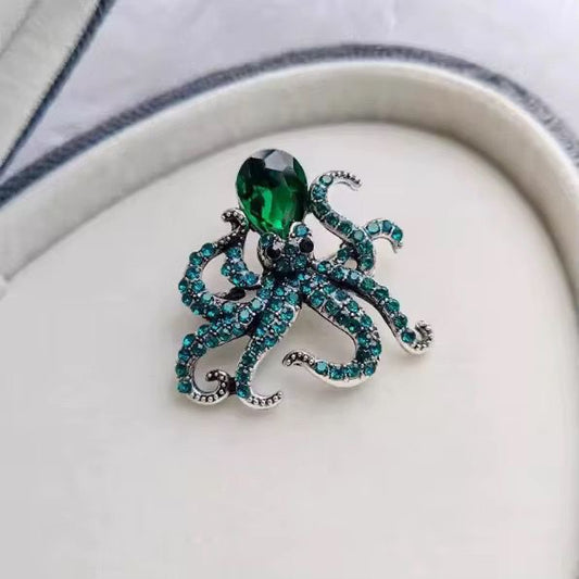 BR 66 Green Octopus Zircon Brooch ( 1 PC ) Anti Resistant