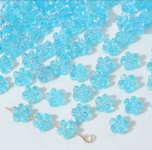 BBB 238 (c) Light Blue daisy flower candy Luminous Shiny Bead ( 1 pc ) UV Plated Acrylic ( 7 mm )