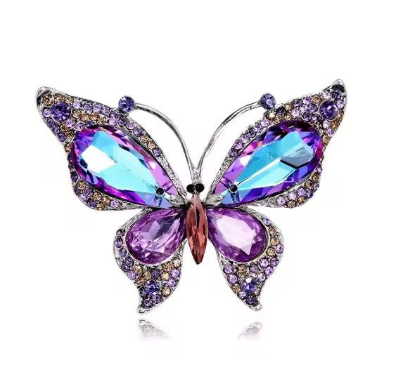 BR 100 vintage purple butterfly Zircon Brooch ( 1 PC ) Anti Resistant