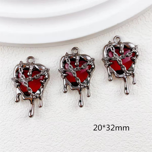 BBB 319 (i) Heart Dripping Dark Style Y2K charm ( 1 pc ) High quality Alloy