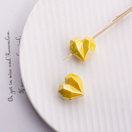 BBB 212 (b) Yellow Heart 3D Acrylic bead ( 1 pc ) UV Plated ( 20:21 mm )
