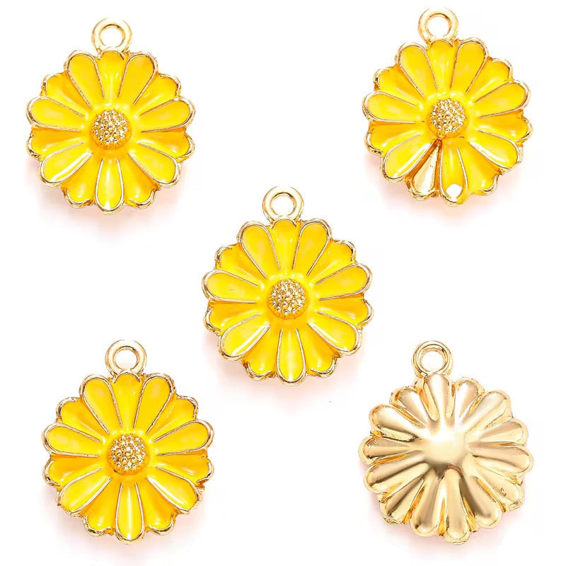 EC07K Floral enamel charm ( 1 pc ) High quality shine