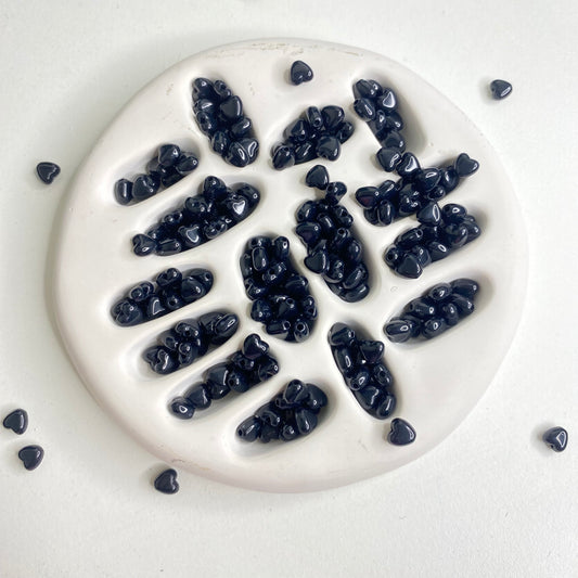 BBB 286 (b) Black Tiny Heart Shiny  Bead ( 1 pc ) UV Plated Acrylic ( 6 mm )