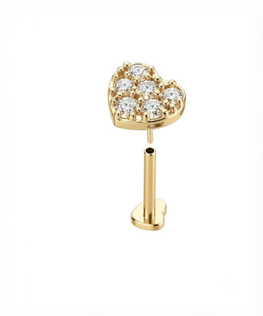 MSJ04Q Zircon Cartilage 2nd piercing stud ( 1 pc )- 18k Gold PVD