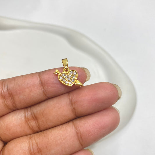 SS 1930 heart arrow zircon Stainless steel charm ( 1 pc ) Anti tarnish
