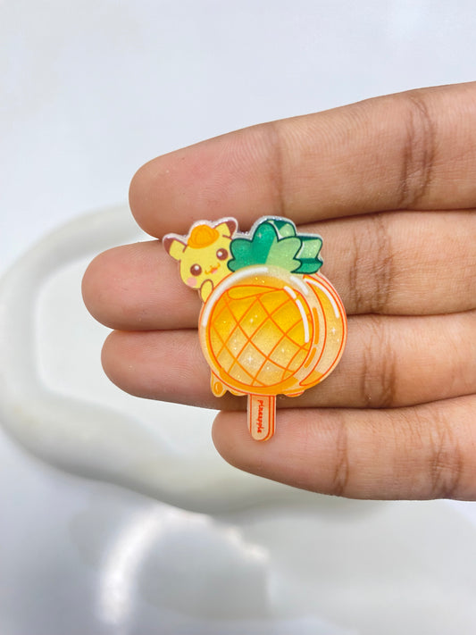 BBB 088 (b) Pikachu with pineapple popsicle flat acrylic charm ( 1 pc )
