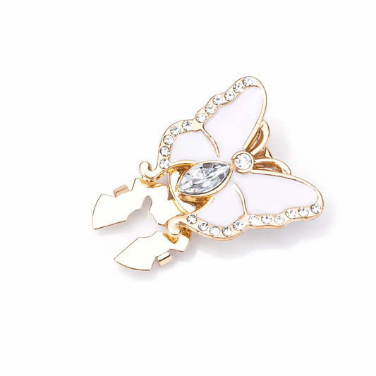 BBB 320 (d) Zircon White Butterfly Gold Cufflink Button Cabochon ( 1 pc ) Anti tarnish ( 22*24 mm )