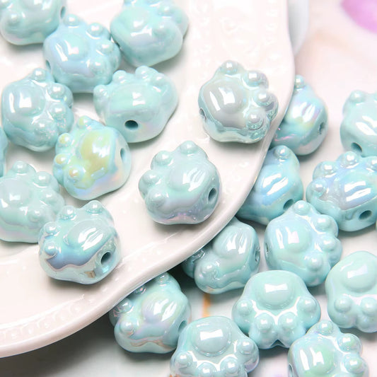 BBB 236 (e) Blue Paw Luminous Shiny Bead ( 1 pc ) UV Plated Acrylic ( 16:18 mm )