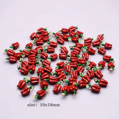 SS 3141 Red Capsicum Fruit enamel 14k gold plated charm ( 1 pc ) Anti tarnish