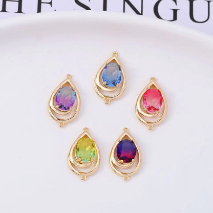 GPC15P Teardrop Zircon connector ( 1 pc ) 14k gold plated crystal charm