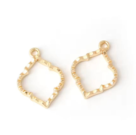 SS 1317 Textured Drop Bezel 14k gold plated charm ( 1 pc ) Tarnish Resistant ( 17 mm )