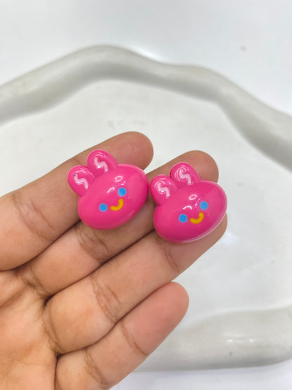 BBB 062 (b) Bright pink Cartoon Rabbit  Acrylic bead ( 1 pc )