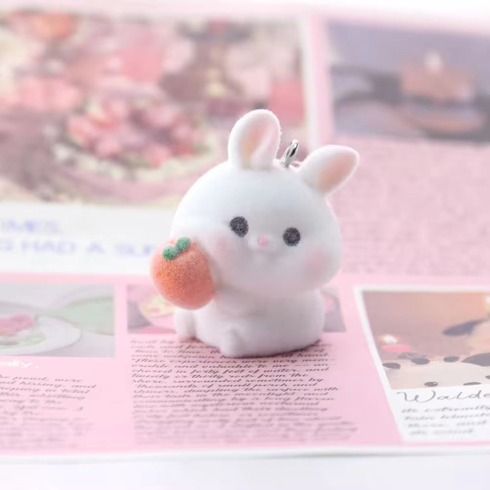 BBB 267 (x) Carrot Rabbit Cute Fur 3D Flocking Resin charm ( 1 pc ) ( 35*30mm )