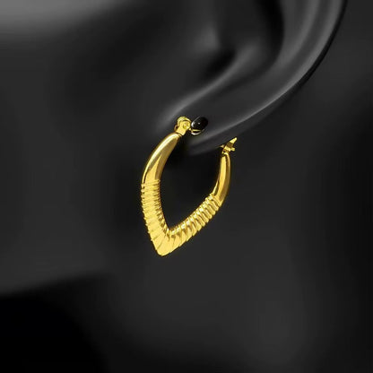 SJ 811 V shape Hoop Earring - 18k Gold PVD plated stainless steel - Anti tarnish