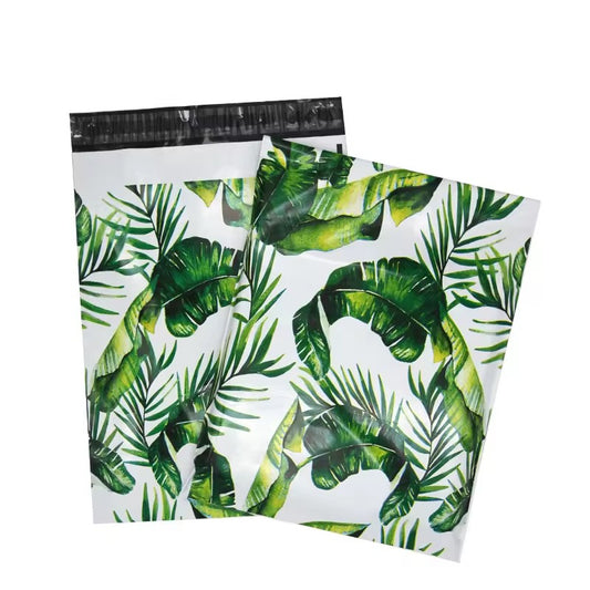Tropical Leaf Poly Mailer Bag -  Waterproof & Double Sided - Designer Premium Packaging ( 10:13 inch )