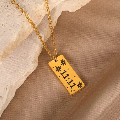 NSJ05A Twinkle 11:11 Engraved Necklace - 18k gold PVD plated 316 stainless steel - Anti tarnish - Wholesale