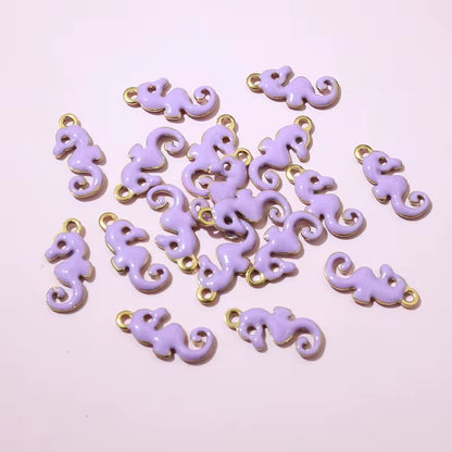 SC10N3 Purple Sea Horse Enamel Tiny Charm 18K Gold PVD plated 316 stainless steel ( 1 piece ) Anti tarnish ( 12:6 mm )