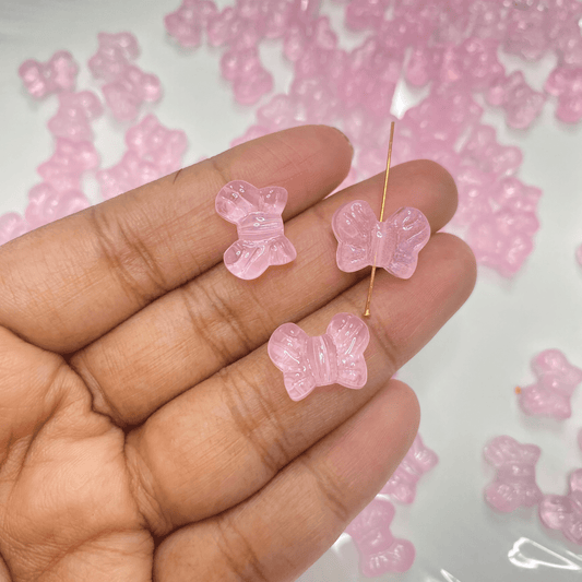 GB587 pink butterfly glass beads