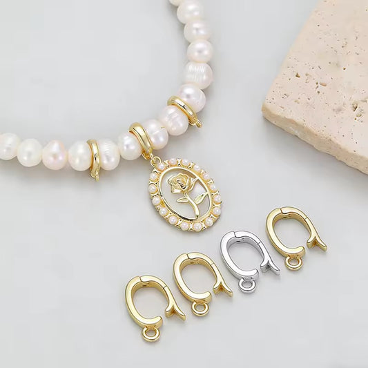 SS 3229 Pendant Clasp with Loop 18k gold & Silver plated ( 1 pc ) Anti tarnish