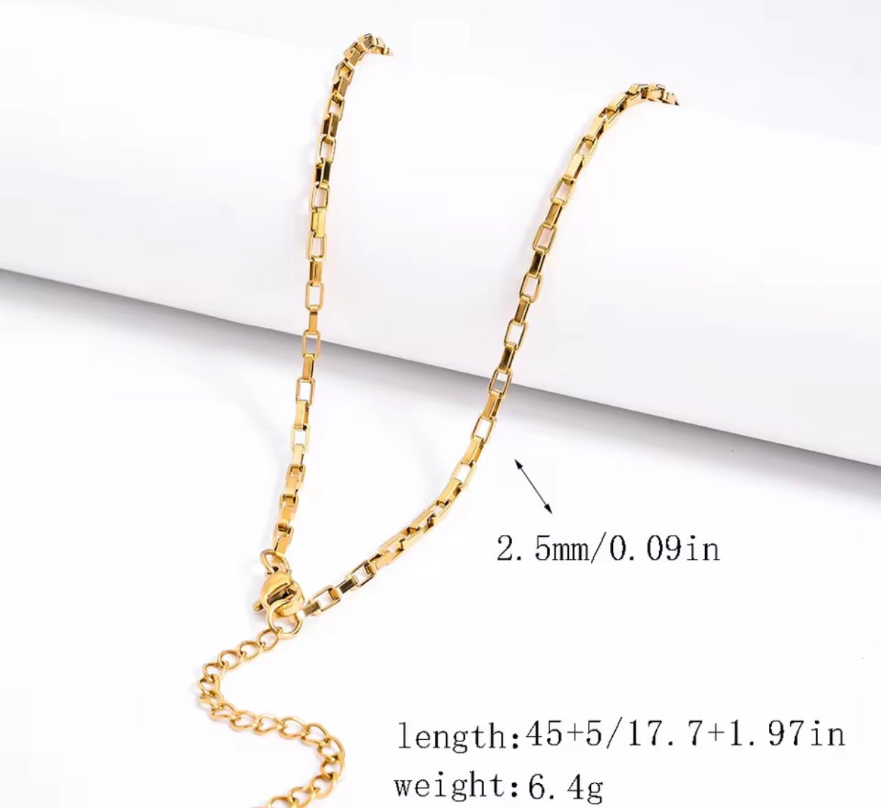 RCS29 Box Cube Ready made chain with extension (1 pc ) 18k Gold PVD