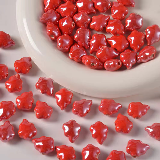 BBB 322 (f) Red Cloud Iridescent Ceramic Bead ( 1 pc ) Porcelian Ceramic ( 13:18 mm )