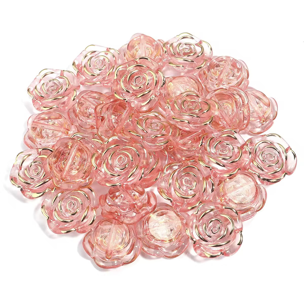 BBB 361 (b) Pink Rose Flower Bead ( 1 pc ) UV Plated Acrylic ( 20 mm )