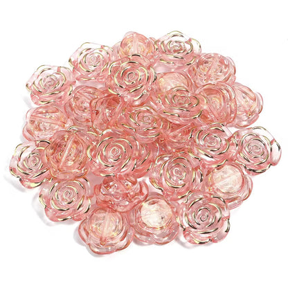 BBB 361 (b) Pink Rose Flower Bead ( 1 pc ) UV Plated Acrylic ( 20 mm )