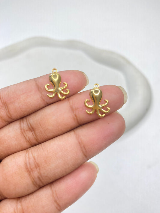 SS 2985 Octopus Charm Tiny Sea Creature 18K Gold PVD plated stainless steel ( 1 piece ) Anti tarnish ( 11:15 mm )