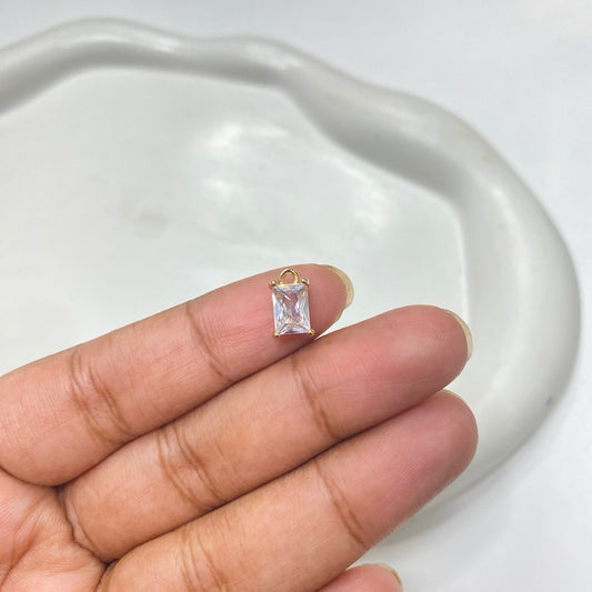 BBB 157 (B)  clear 12mm Rectangle CZ gold plated charm  anti tarnish (1PC)