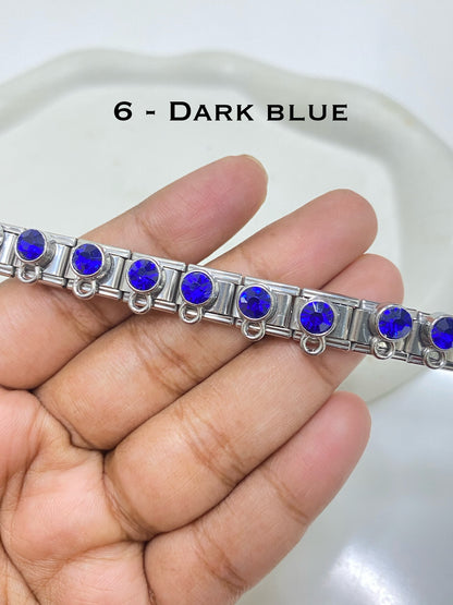 Italian charms zircon with loop bracelet ( part 3 ) stainless steel ( 1 pc ) Anti tarnish