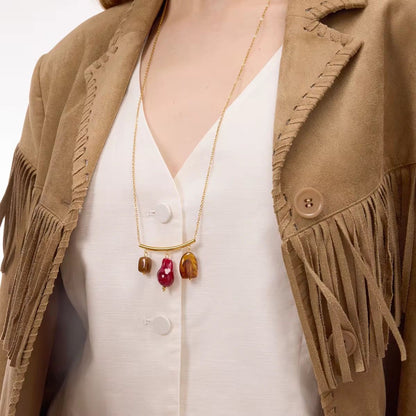 SJ 1018 Chunky Drop Resin Necklace - Premium Collection   - 18k Gold PVD plated stainless steel - Anti tarnish