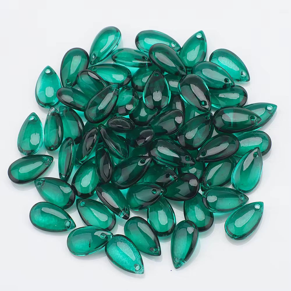 BBB 210 (f) Dark Green Teardrop Smooth Crystal glass bead ( 1 pc ) ( 8:13 mm )