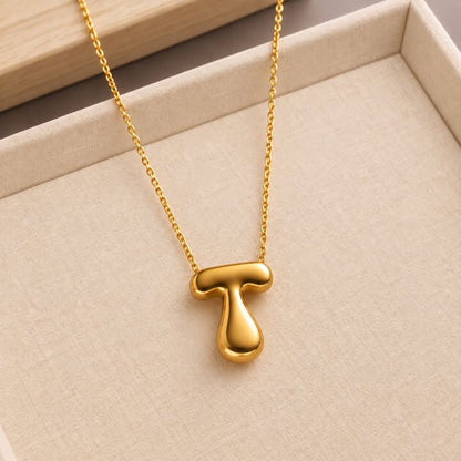NSJ49A Bubble Bliss Initial Necklace 18k Gold PVD plated