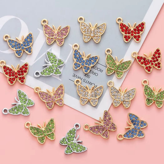 BBB 228 Zircon Butterfly Gold Alloy Premium charm ( 1 pc ) Tarnish Resistant ( 12:14 mm )