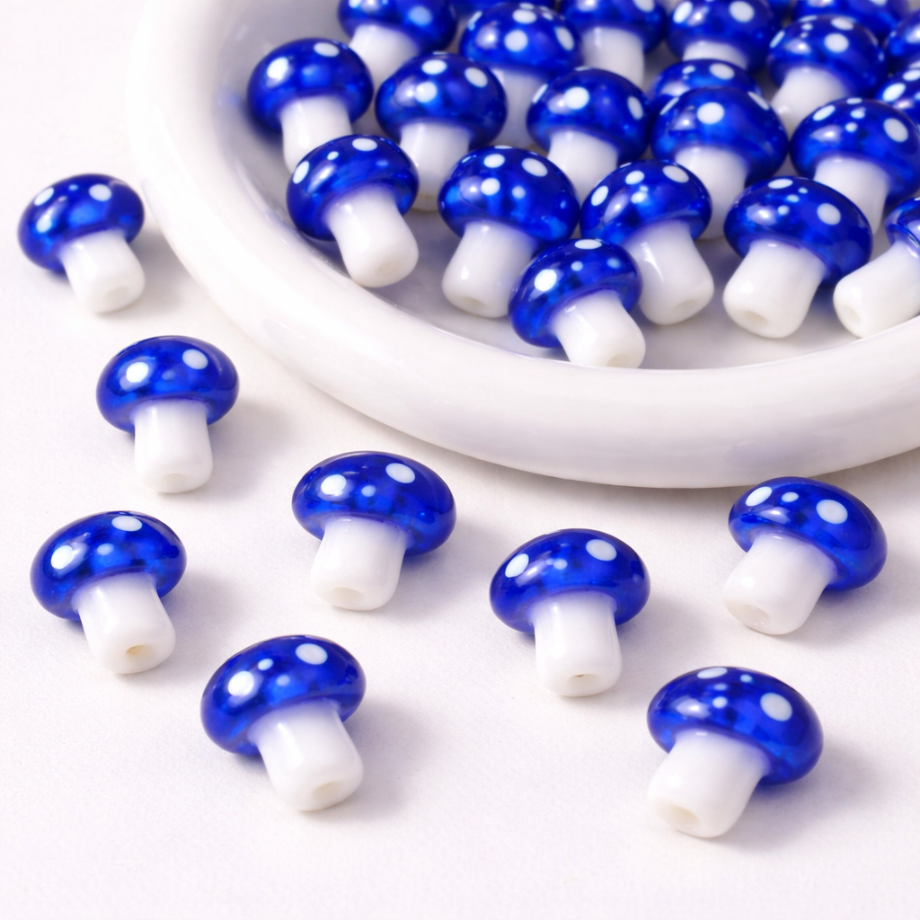 BBB 324 (e) Dark Blue Mushroom Glass  Bead ( 1 pc ) lampwork glass ( 10:20 mm )