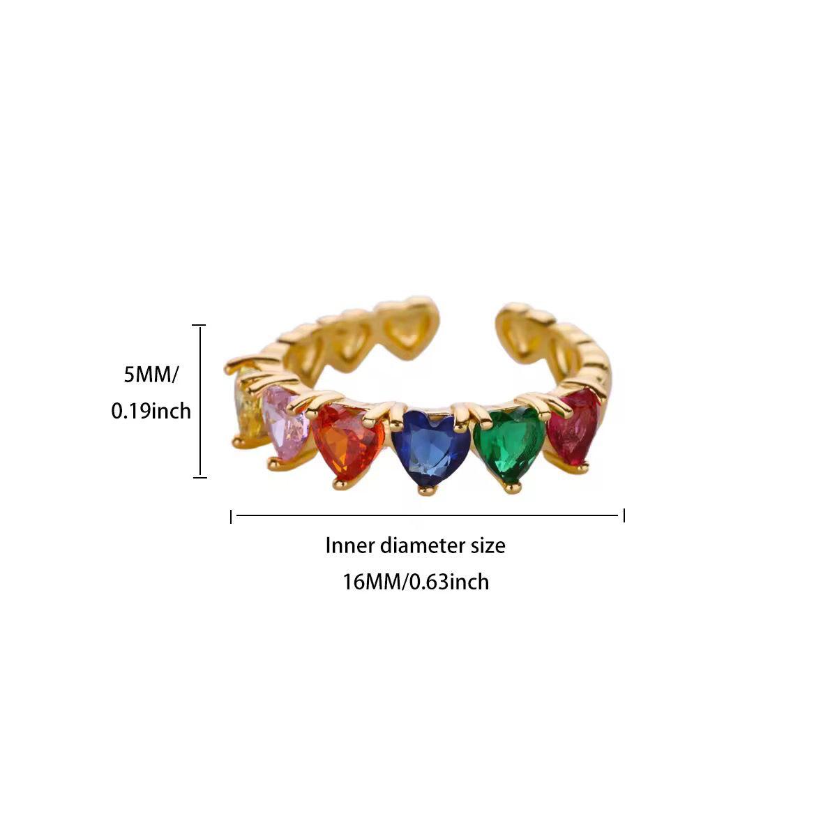 RSJ32A Colorful Heart zircon ring - 18K Gold PVD plated