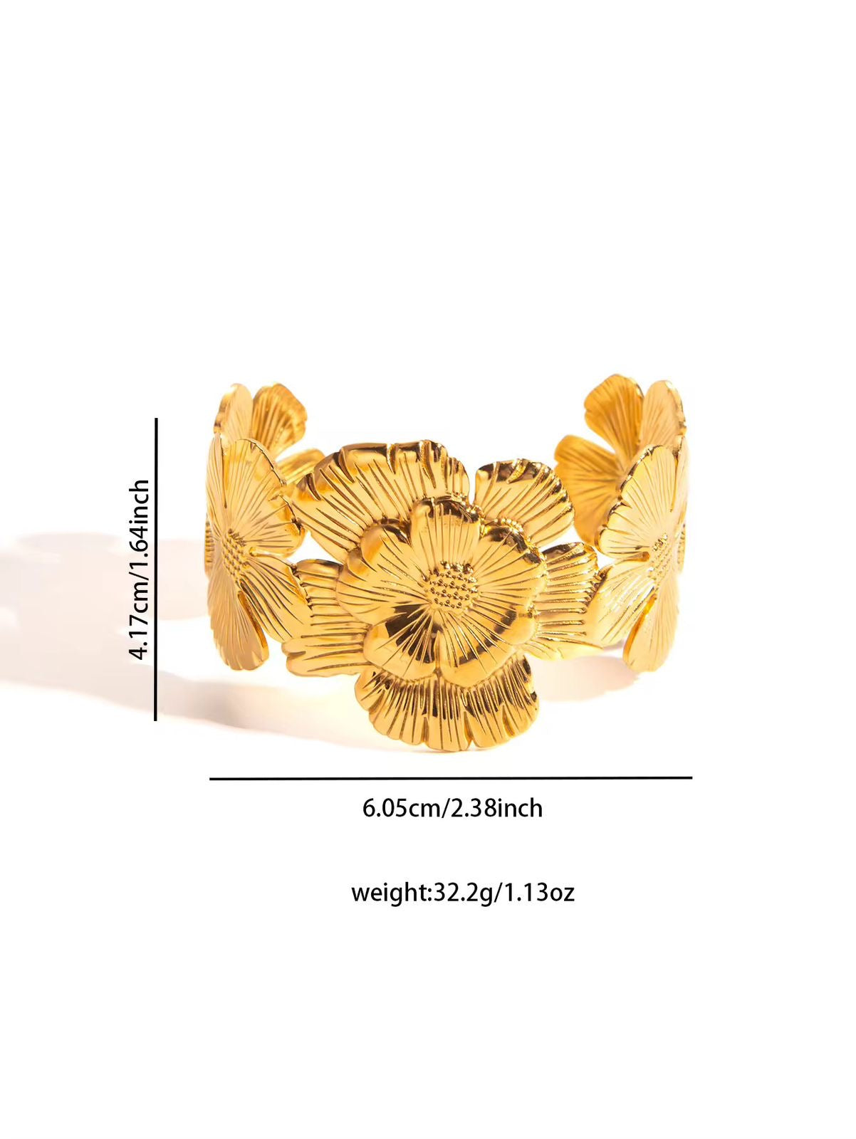 SJ 1138 Big Cuff bracelet - 18k Gold PVD plated stainless steel - Anti tarnish