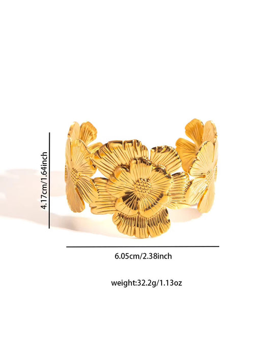 SJ 1138 Big Cuff bracelet - 18k Gold PVD plated stainless steel - Anti tarnish