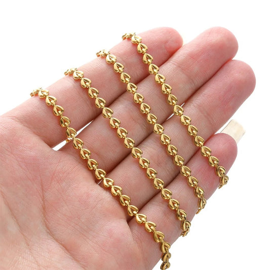 CN 129 Love Heart rolo Chain ( 1 feet ) 18k Gold PVD