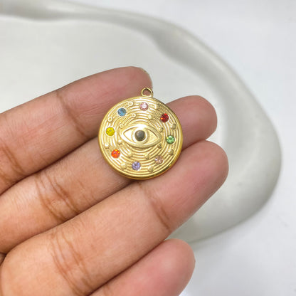 SS 2180 Evil eye zircon Stainless steel charm ( 1 pc ) Anti tarnish